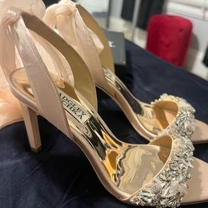 Badgley Mischka Collection Bobby Stiletto in Soft Blush Bow Strap at Nordstrom